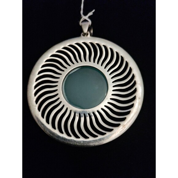 VINTAGE DOUG PAULUS DP 925 INDIA STERLING SILVER BLUE CHALCEDONY PENDANT - Picture 2 of 3